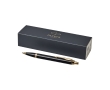 Metallic pen with golden finish, blue ink, Parker IM Gold colour black