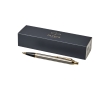 Metallic pen with golden finish, blue ink, Parker IM Gold colour silver