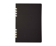 A5 hardback recycled paper notebook with spiral binding, lined pages colour black