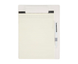 Faux leather A4 clipboard with magnetic clip and lined sheets colour white