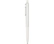 Recycled aluminium ballpoint pen with soft rubber grip, blue ink colour white