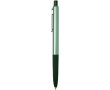 Recycled aluminium ballpoint pen with soft rubber grip, blue ink colour marbled green