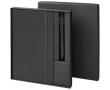 Gift set with hard-cover notebook and black ink pen colour black