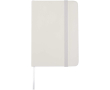 A7 hardback notebook with faux leather cover, elastic closure and lined pages colour white