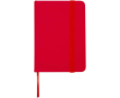 A7 hardback notebook with faux leather cover, elastic closure and lined pages colour red