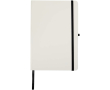 A5 hardback notebook with elastic closure and soft-touch finish, lined pages colour black
