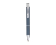 Aluminium pen with soft-touch coating, black ink colour cyan blue
