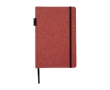 Notebook with RPET fabric cover and pen holder, A5, ruled pages colour salmon