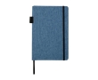 Notebook with RPET fabric cover and pen holder, A5, ruled pages colour cyan blue