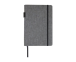 Notebook with RPET fabric cover and pen holder, A5, ruled pages colour marbled grey