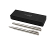 Recycled stainless steel pen and rollerball set, black ink colour silver
