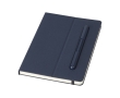 Eco notebook with integrated pen and lined pages colour navy-blue