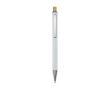 Recycled aluminium pen with bamboo push-button, black ink colour white