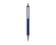 Recycled aluminium pen with bamboo push-button, black ink colour navy-blue