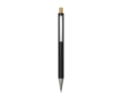 Recycled aluminium pen with bamboo push-button, black ink colour black