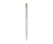 Aluminium and bamboo pen with transparent detail, blue ink colour white