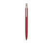 Aluminium and bamboo pen with transparent detail, blue ink colour red