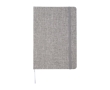 Hardcover notebook with recycled cotton cover, A5, ruled pages colour grey