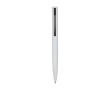 Recycled aluminium and plastic pen with clip, blue ink colour white