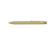 Recycled brass pen with logo and iron clip, blue ink colour gold