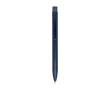 Recycled brass pen with logo and iron clip, blue ink colour blue