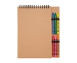 Spiral notebook with soft cover and built-in crayons colour natural