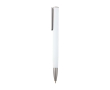 Recycled aluminium pen with silver clip, blue ink colour white