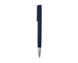 Recycled aluminium pen with silver clip, blue ink colour navy-blue