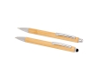 Bamboo pen and mechanical pencil with metal clip, black ink colour natural