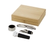 Set of 4 wine accessories in sustainable bamboo box colour light wood