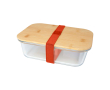 Glass lunch box, bamboo lid, silicone seal, 1L colour salmon