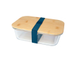 Glass lunch box, bamboo lid, silicone seal, 1L colour cyan blue