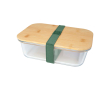 Glass lunch box, bamboo lid, silicone seal, 1L colour pastel green