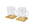 Set of double-walled cups with coasters, 350 ml colour transparent