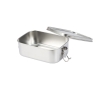 Corporate recycled steel lunch box with locking clips, 750 ml colour silver