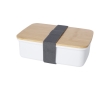 Recycled plastic lunchbox with bamboo lid and elastic band colour white