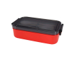 Plastic lunch box, matching cutlery, large compartment colour red