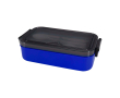 Plastic lunch box, matching cutlery, large compartment colour blue