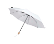 Manual RPET umbrella, 21\", polyester pongee, wooden handle, Ø99cm colour white