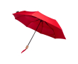 Manual RPET umbrella, 21\", polyester pongee, wooden handle, Ø99cm colour red