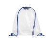 Transparent drawstring bag with coloured cords colour royal blue