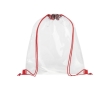 Transparent drawstring bag with coloured cords colour red