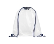 Transparent drawstring bag with coloured cords colour navy-blue