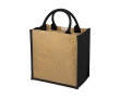 Jute tote bag with cotton cord handles colour black