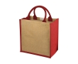 Jute tote bag with cotton cord handles colour red