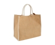 Jute tote bag with velcro closure and double handles colour white