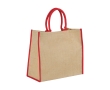 Jute tote bag with velcro closure and double handles colour red