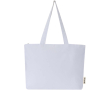 Cotton tote bag with zip and long handles 320 g/m2 colour white