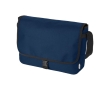Messenger shoulder bag with flap closure and buckle, RPET colour navy-blue