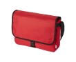 Messenger shoulder bag with flap closure and buckle, RPET colour red